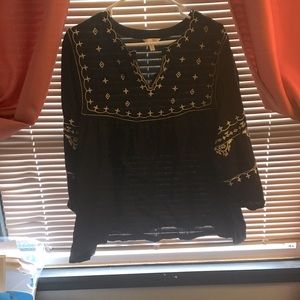 Black embroidered top